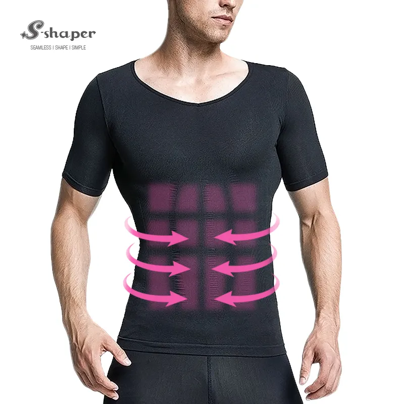 S-SHAPER संपीड़न शेपर टी शर्ट पेट नियंत्रण Shapewear निजी लेबल पुरुषों सहज Tshirts