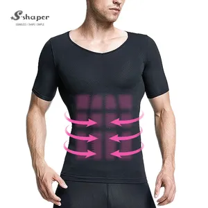 T-shirt moulant de Compression pour homme, vêtement de contrôle du ventre, marque privée, sans couture, S-SHAPER