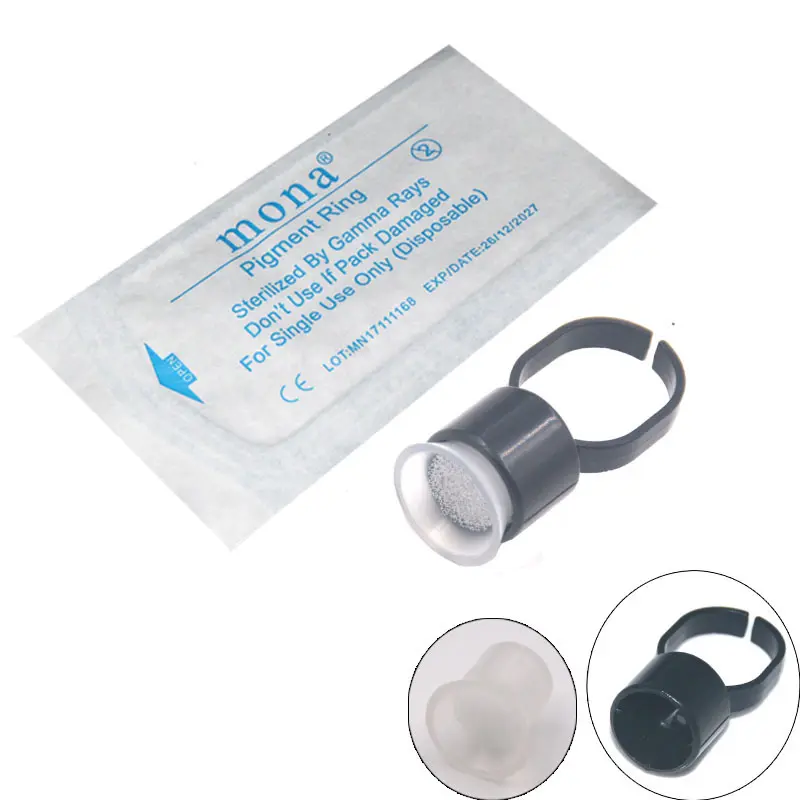 Microblading Ring Cups with sponge Disposable Tattoo eyebrow pigment holder for Permanent Makeup Accessories