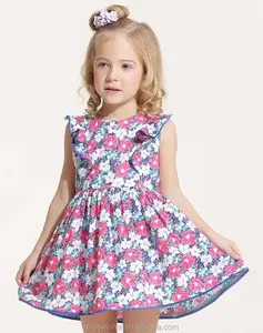 2023最新婴儿连衣裙美丽设计花式浪漫印花儿童棉质连衣裙