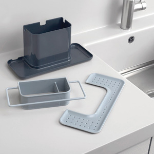 Black and White Desktop Kitchen Sponge Organizer Dish Self Draining <strong>Sink</strong> Storage <strong>Rack</strong> - Product Image 4