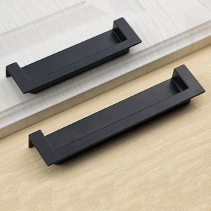 Simple Drawer <strong>Handle</strong> Embedded Sliding <strong>Door</strong> <strong>Black</strong> Wardrobe Hidden Concealeel Cabinet <strong>Handle</strong> - Product Image 2