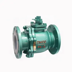 manual lever handle control carbon steel CF8 CF8M full fluorine FEP lined flange ball valve
