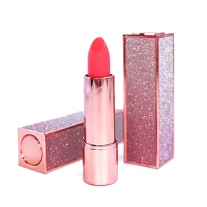 Luxury Bling Pink Lipstick tube Custom Spring Press Unique Square makeup Lipstick tube