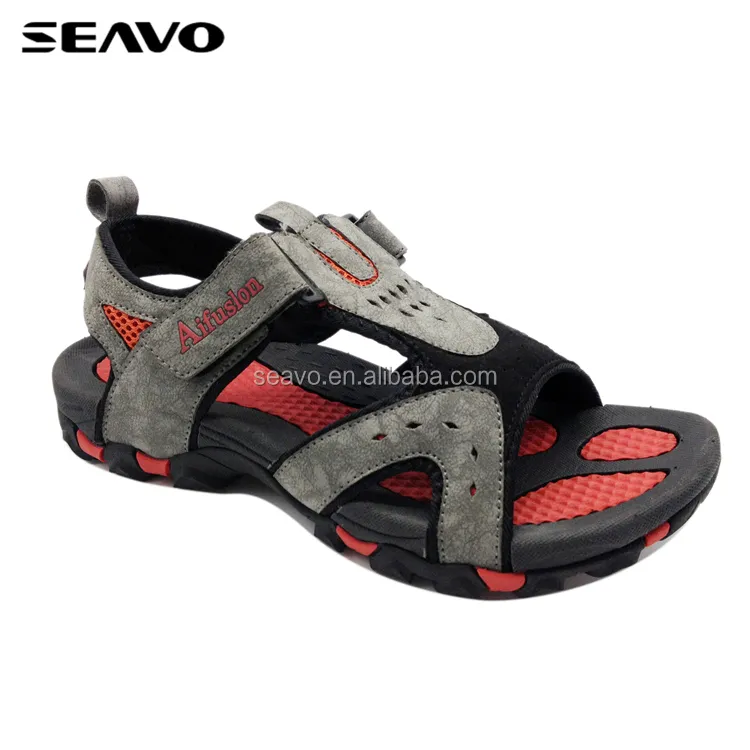 SEAVO men grey pu upper outdoor sandals