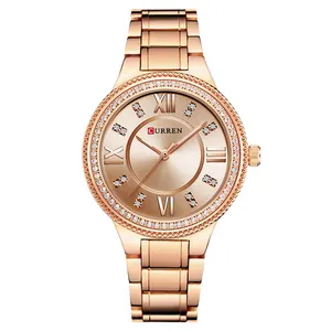 Baru Fashion Wanita Jam Tangan Curren 9004 Luxury Rose Gold Kuarsa Watch Wanita Gaun Perhiasan untuk Wanita Hadiah Jam Tangan