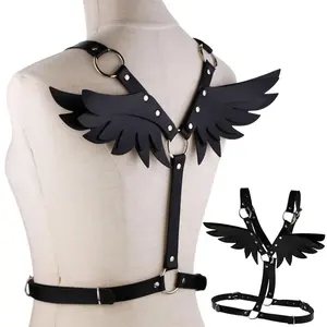 Frauen Gothic Leder Engel Körper Harness Gürtel Sexy Fetisch Engel Flügel Bondage Harness Taille Gürtel