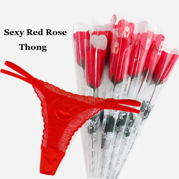 Yun Meng Ni Factory Selling Sexy Transparante Thongs Sexy Hot Red Rose Thong G-string