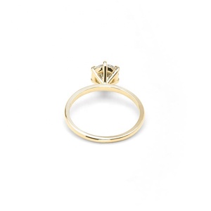 Anello Solitario in Ottone con Diamante, Classico Placcato Oro <span class=keywords><strong>18k</strong></span>, Anelli di Fidanzamento e Matrimonio - Product Image 4