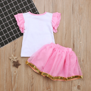 <span class=keywords><strong>Moda</strong></span> Ropa de verano Rosa bebé camisa Falda corta boutique niños ropa de niña - Product Image 3