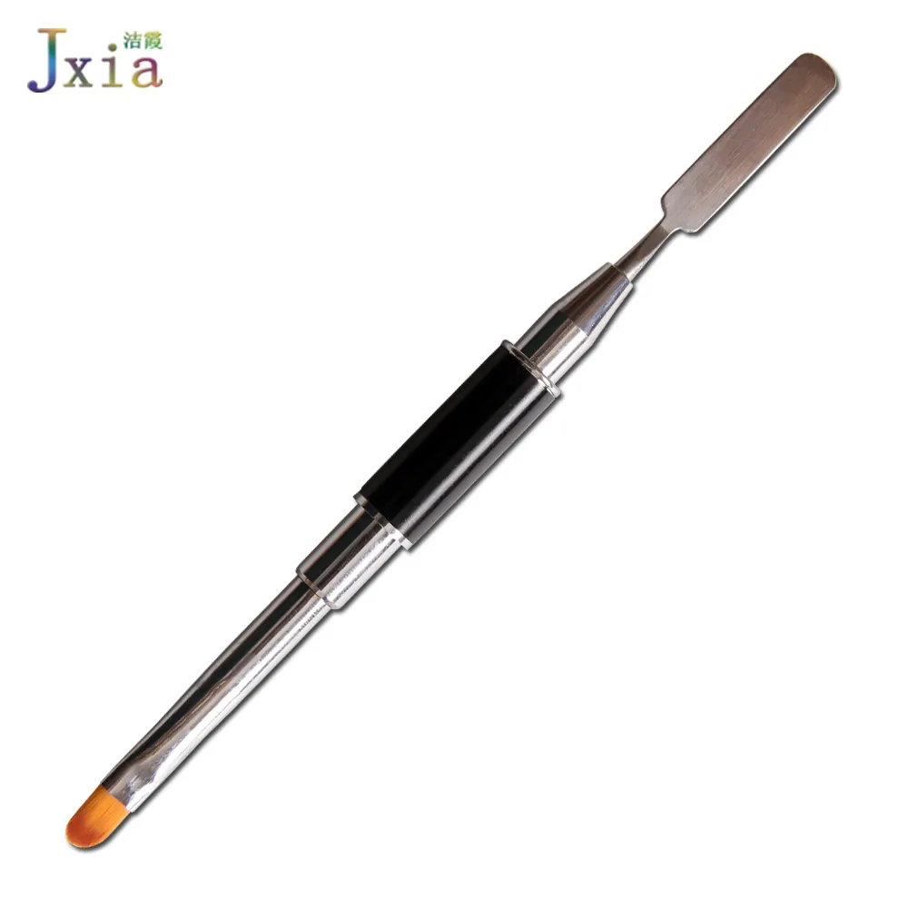 Jiexia OEM Nail Poly UV Gel Borstel met Rvs Spatel Cuticle Remover Tool