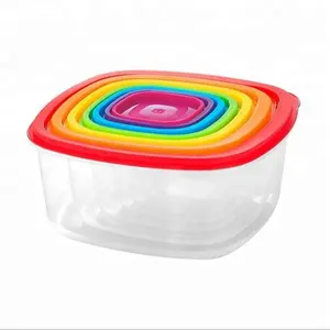 Hot sale 7pcs plastic rainbow storage box / microwave food container / Keeping food fresh box