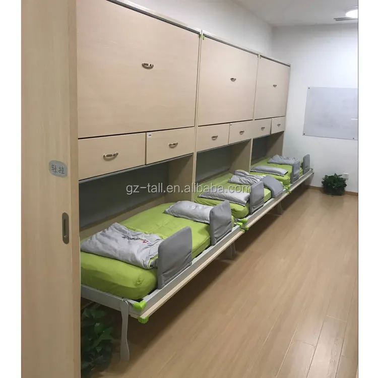 Color customized Hot sale smart home furniture folding kids' mounted bunk wall bed with protective armrest