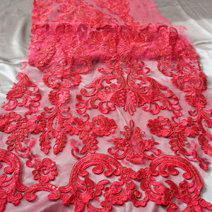 Estilo americano europeo, bordado con lentejuelas Rojas, compra para vestido <span class=keywords><strong>de</strong></span> novia, cuello, diseños <span class=keywords><strong>de</strong></span> encaje, <span class=keywords><strong>tela</strong></span> <span class=keywords><strong>de</strong></span> encaje <span class=keywords><strong>de</strong></span> <span class=keywords><strong>tul</strong></span> <span class=keywords><strong>de</strong></span> algodón - Product Image 6