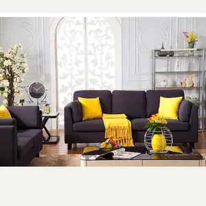 New design Comfortable fabric sofa set black color from china