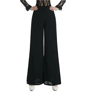 Pantalones informales de pierna ancha para mujer, Pantalón cómodo, Culottes de gasa - Product Image 1