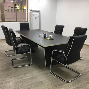 Small Wooden Black Meeting Table, Conference Desk