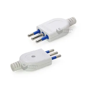 3 Pin Power Plug Electrical Plug Type L Italy Rewireable Italian 10A 250v CE 4.0mm mit Insulation Pin Standard Grounding White