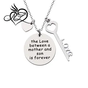 De Liefde Tussen Moeder en Dochter/Zoon Is Forever Hanger Ketting met Liefde Key Charm