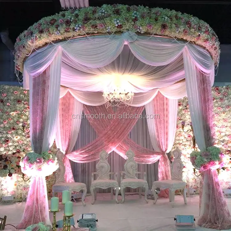 Großhandel rohr und drapieren hintergrund stehen runde hochzeit hintergrund mit pole