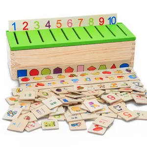 Jeu d'association en bois Montessori Boîte de classification des connaissances Jeu de tri pour enfants