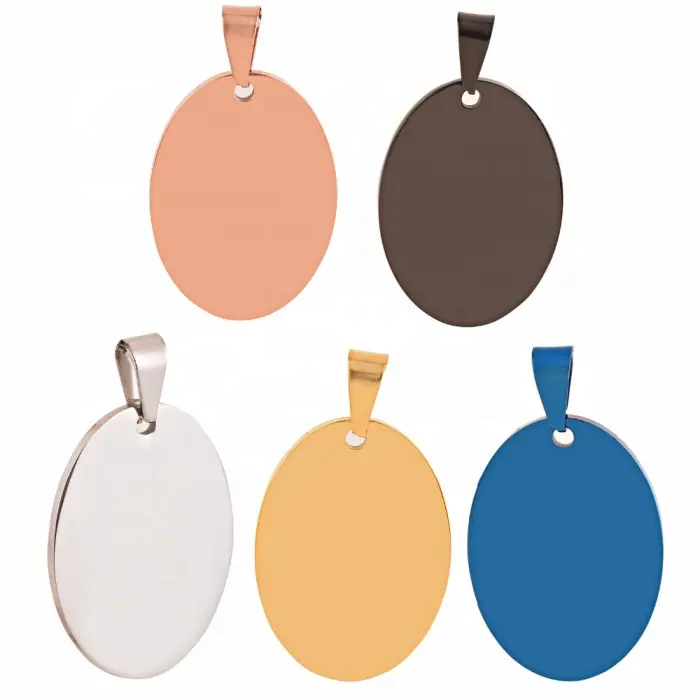 Dog tags stijl aangepaste gegraveerde zilver/goud/zwart/blauw/rose gold goedkope groothandel rvs ovale hanger leeg voor verkoop