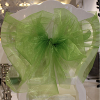 Housse de chaise de mariage, avec noeud, en organza, vert, printemps,