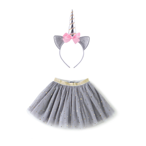 Di alta Qualità Per Bambini Del Tutu Del Bambino del <span class=keywords><strong>Vestito</strong></span> del Pannello Esterno + <span class=keywords><strong>Unicorno</strong></span> Corno Fascia Set Festa Di Compleanno Abiti Grigio Tutu Gonne Per Le Ragazze - Product Image 1