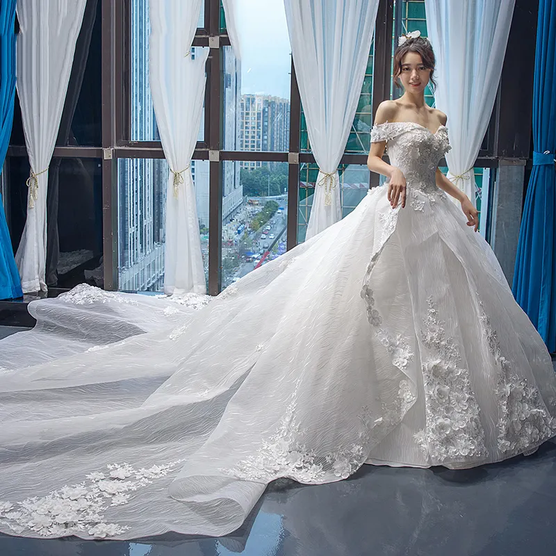 RSM66683 ivory off shoulder elegant white lace gowns bride dress luxury ball gown wedding dresses