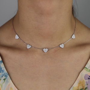 Micro Pave Tiny Cz Heart Charm Cute <strong>Delicate</strong> 2023 Valentines Gift Heart Choker <strong>Necklace</strong> - Product Image 3