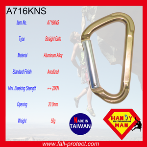 Fast Delivery Anodized OEM OED Climbing Hook Straight Gate 23KN Aluminum Carabiner For Outdoor Sports - Product Image 2