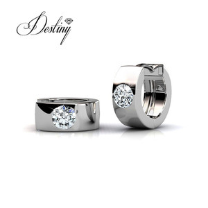 Pendientes de aro de anillo de uso diario adornados con cristales de Swarovski, pendientes de joyería de plata 925 de Daisini sin plomo de níquel de ley - Product Image 1