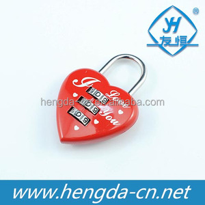 YH1245 gembok bentuk hati plastik, ukuran besar kunci berbentuk hati merah - Product Image 2