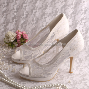 Tacco personalizzato Wedopus avorio pizzo <span class=keywords><strong>scarpe</strong></span> da <span class=keywords><strong>sposa</strong></span> <span class=keywords><strong>per</strong></span> <span class=keywords><strong>la</strong></span> <span class=keywords><strong>sposa</strong></span> - Product Image 1