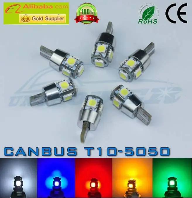 Degrés erreur livraison 5-SMD-5050 T10 2825 W5W LED ampoules w / built - in résistances de charge pour les voitures européennes