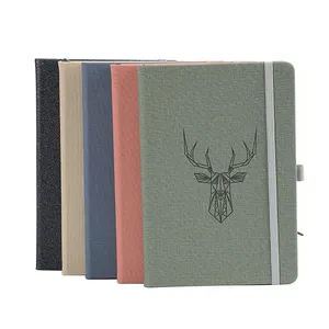Groothandel Hoge Kwaliteit Stof Linnen Cover Notebook Planner Pu Lederen Notebook Met Elastische Pen Houder