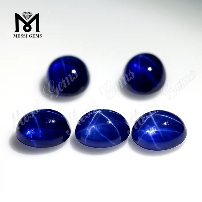 타원형 카보 숑 실험실은 반지 만들기를 위한 파란 별 사파이어 보석을 창조했습니다