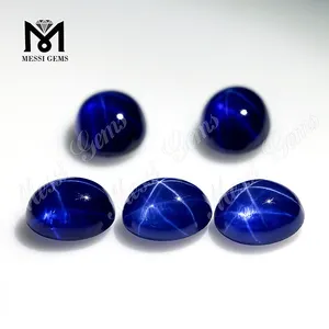 البيضاوي كابوشون مختبر مكون الأزرق الياقوت الأحجار الكريمة خاتم صنع - Product Image 1