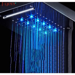 Fyeer Rainfall Digital Black <strong>Shower</strong> Column Stainless Steel Massage <strong>Shower</strong> Panel with Led <strong>Lights</strong> - Product Image 3