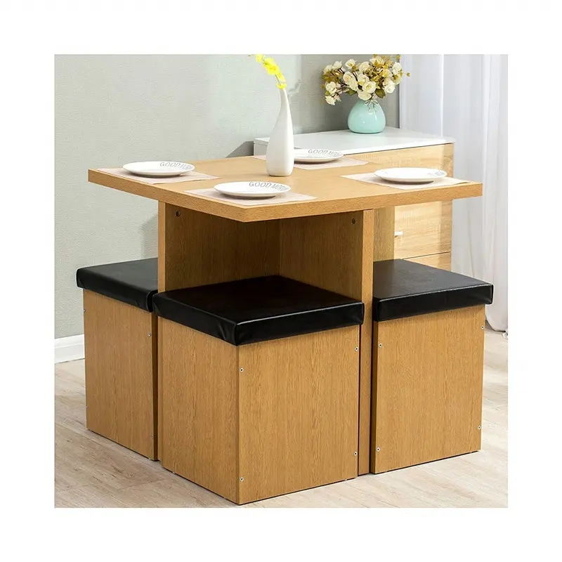 Özelleştirilmiş boyutu yemek odası takımı kiraz ağacı mobilya 5-Piece yemek masası yemek için 4 dışkı ile