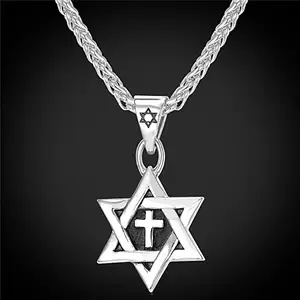 Colgante de joyería de Cruz de la estrella judía de David de Israel personalizado a la moda