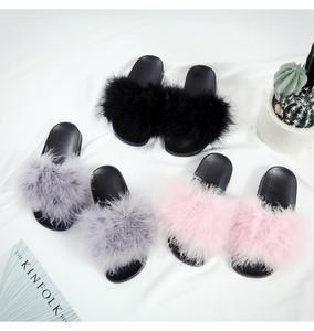 Suelas planas para exteriores a la moda, zapatillas de plumas con punta abierta para mujer, 2018 - Product Image 4
