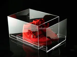 Boîte de présentoir de chaussure acrylique en plexiglas transparent transparent/boîte de présentation de baskets en acrylique