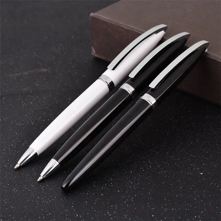 Advertising Gift Black White Color Metal Ball Pen Mont Blank Business Gifts Lucky Pen With Logo