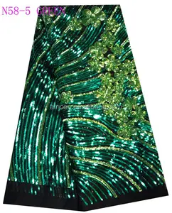 N58-5 green net voile lace with sequences