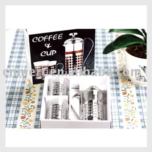 Heat Resistant Stainless Steel Glass Plunger Coffee French Press Mug Set