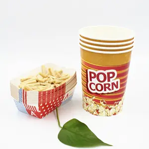 Ember Popcorn Kertas Gelas Popcorn Sekali Pakai 32Oz Merah