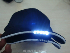 Khuyến Mãi Logo Tùy Chỉnh 100% Chải Bông Nhấp Nháy Hat <span class=keywords><strong>Led</strong></span> Light On Brim Mũ Bóng Chày - Product Image 6