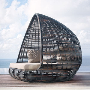 เก้าอี้พักผ่อนกลางแจ้งทรงกรวยทำจากหวายหนาสำหรับระเบียงบ้านหรือชายหาด - Product Image 3