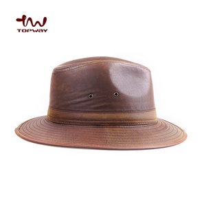 Custom <strong>Bucket</strong> Felt <strong>Hat</strong> <strong>Cheap</strong> Vintage Antique Brass PU Leather Cool Hard Wide Brim Mens Fedora <strong>Hats</strong> for Cowboy - Product Image 6
